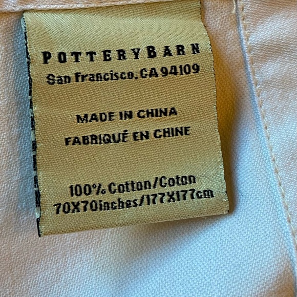 Pottery Barn 100% cotton off white 70” square tablecloth and 16” by 90” runner. - Picture 4 of 9